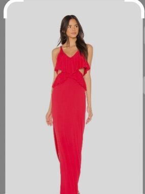 Rachel Pally Red Ruffle Cutout Maxi